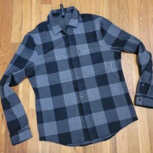Lululemon Soft Knit Overshirt Medium M Men's Check Plaid Black Graphite Buffalo